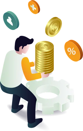 Man carrying money business finance  Illustration