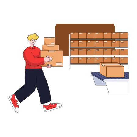 Man carrying order to office  Illustration