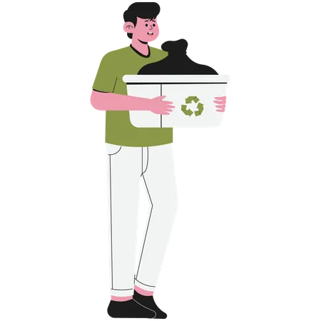 Man Carrying Organic Waste  Illustration