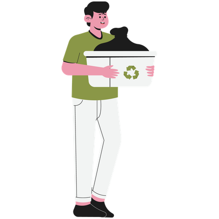 Man Carrying Organic Waste  Illustration