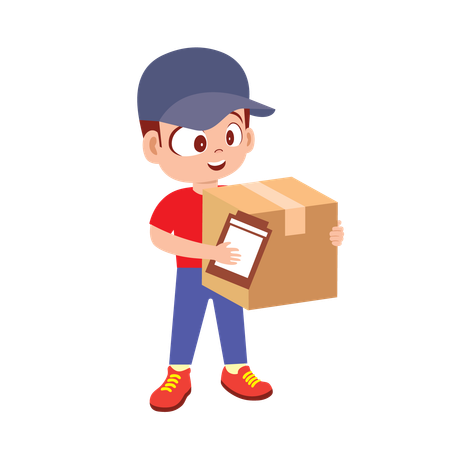 Man carrying parcel boxes  Illustration