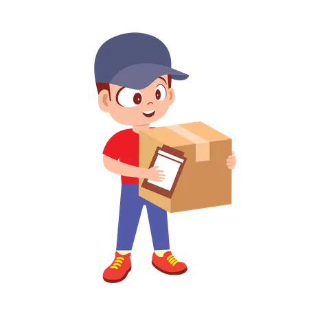 Man carrying parcel boxes  Illustration