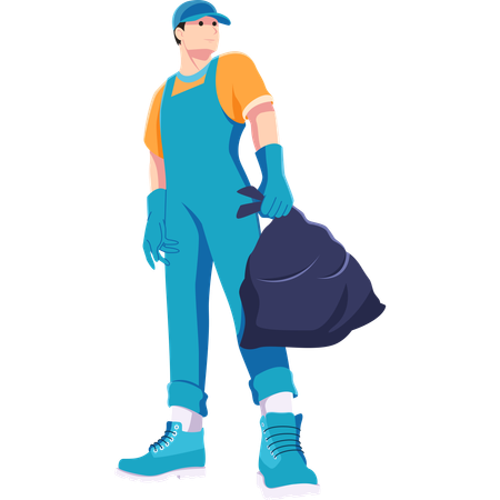 Man Carrying Plastic Rubbish  Illustration