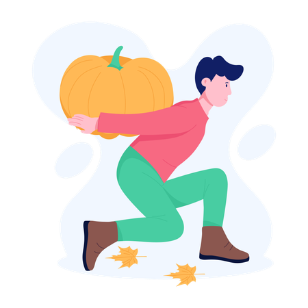 Man Carrying Pumpkin  Illustration