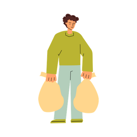 Man carrying rubbish bags  Illustration