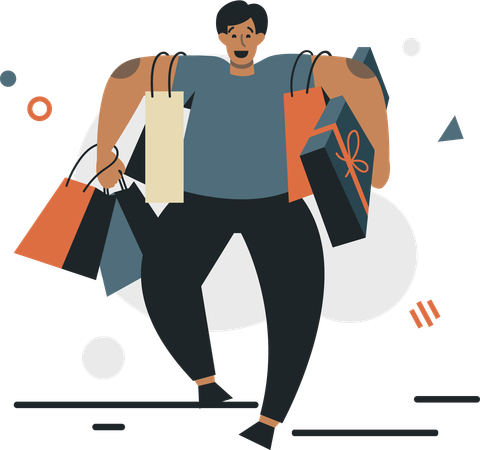 Man carrying shopping bags  Illustration