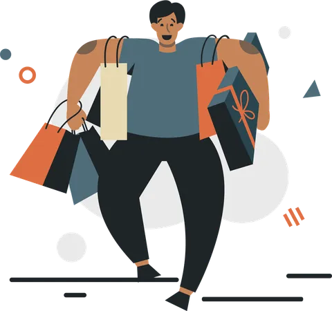Illustration A Man Carrying A Lot Of Groceries Whether Its Fashion Electronics Or Delicious Food Digital Advancements Have Made These Illustrations A Visual Form For Education Posters Web And Campaigns Illustration