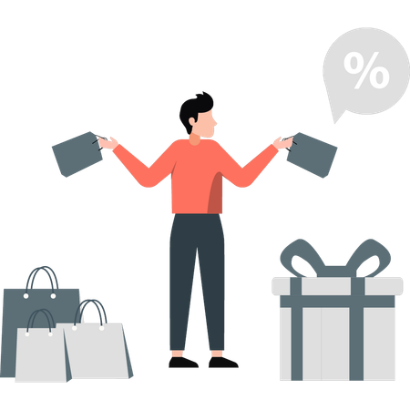 Man carrying shopping bags  Illustration
