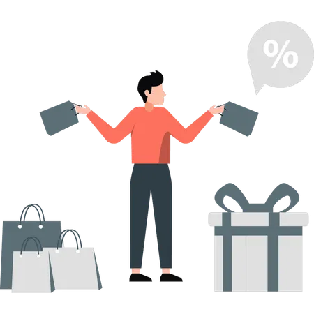 Man carrying shopping bags  Illustration