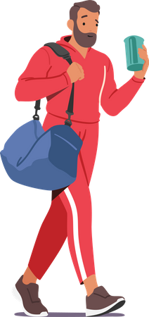 Man carrying sports bag while walking towards the gym  Illustration