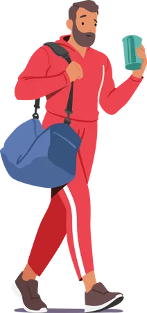 Man carrying sports bag while walking towards the gym  Illustration