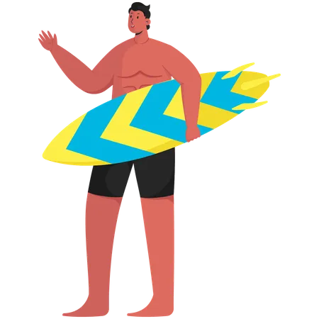 Man Carrying Surfboard  Illustration