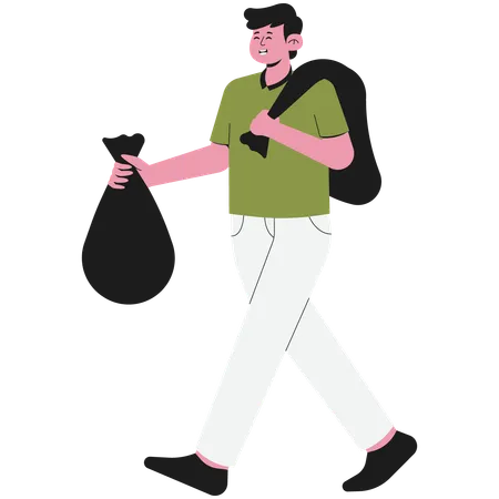 Man Carrying Trash  Illustration