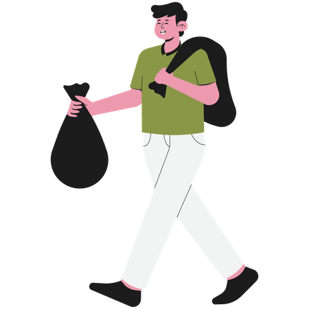 Man Carrying Trash  Illustration