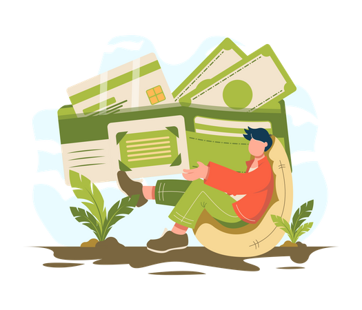 Man carrying wallet  Illustration