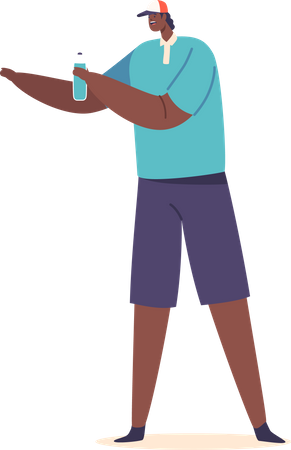 Man Carrying Water Bottle To Stay Refreshed  Illustration