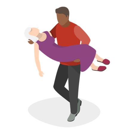Man carrying woman for Medical First Aid  Illustration