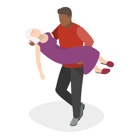 Man carrying woman for Medical First Aid  Illustration