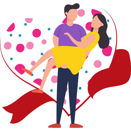 Man carrying woman  Illustration