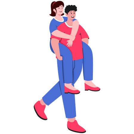 Man Carrying Woman  Illustration