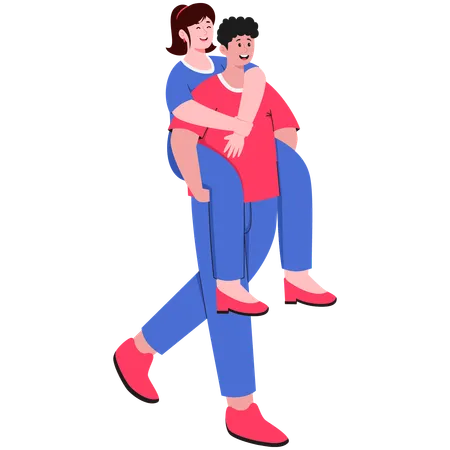 Man Carrying Woman  Illustration