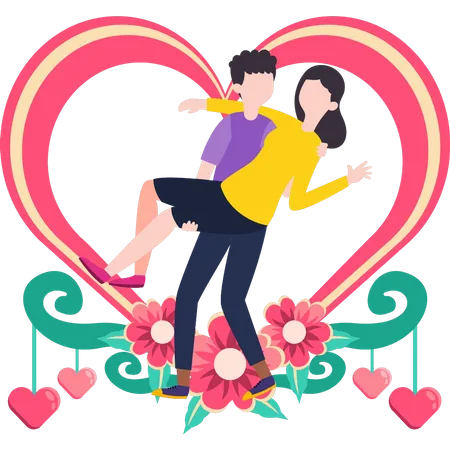 Man carrying woman in arms Illustration