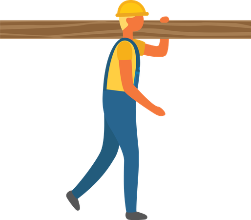 Man Carrying Wood Bulk  Illustration