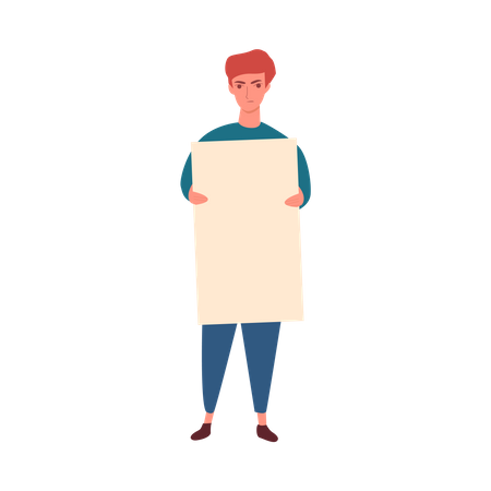 Man cartoon character standing with blank political placard Illustration