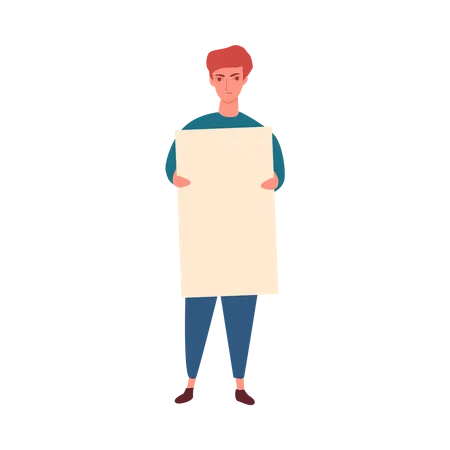 Man cartoon character standing with blank political placard  Illustration