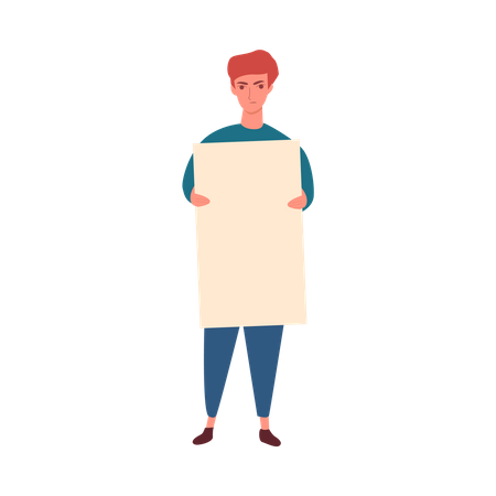 Man cartoon character standing with blank political placard  Illustration