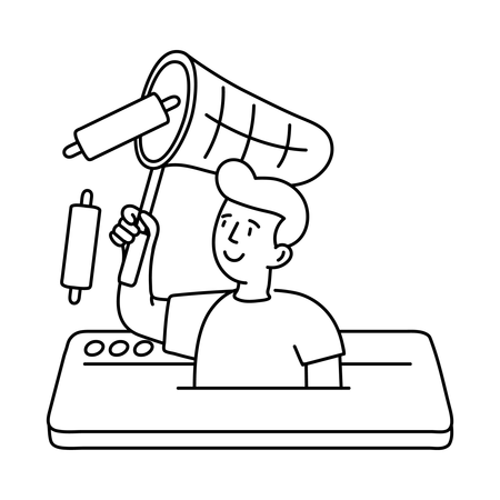 Man Catching candle stick from smartphone  Illustration