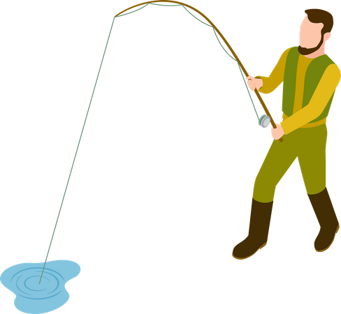 Man catching fish Illustration