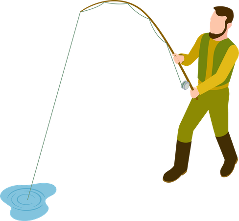 Man catching fish  Illustration