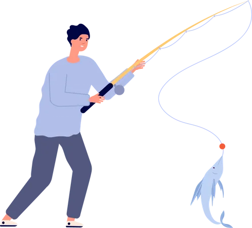 Man catching fish  Illustration