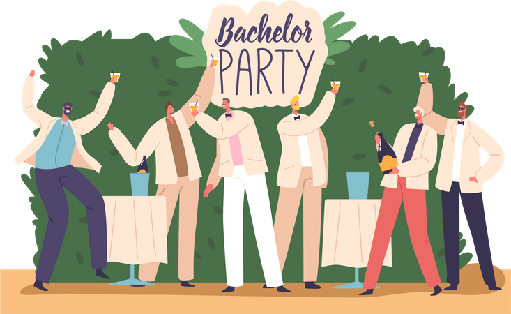 Man Celebrate Bachelor Party  Illustration