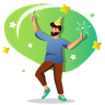 man celebrating party illustration