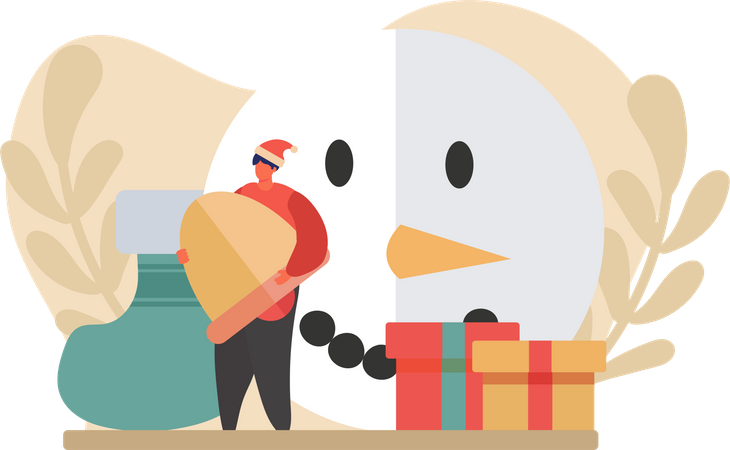 Man Celebrate Christmas Day  Illustration