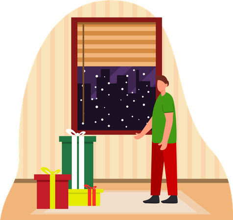 Man celebrate Christmas  Illustration