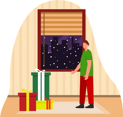 Man celebrate Christmas  Illustration