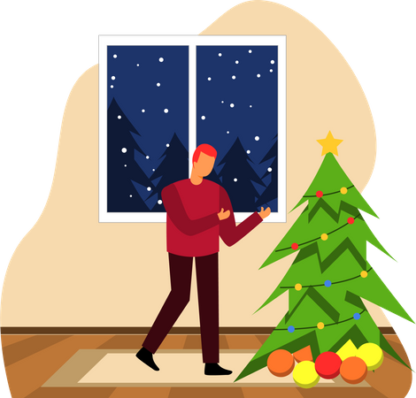 Man celebrate Christmas  Illustration