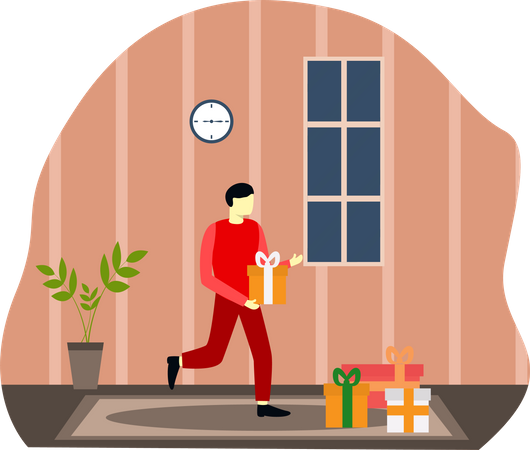 Man celebrate Christmas  Illustration