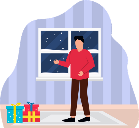 Man celebrate Christmas  Illustration