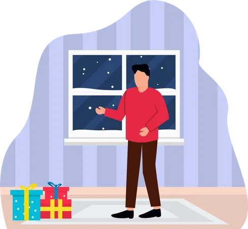 Man celebrate Christmas  Illustration