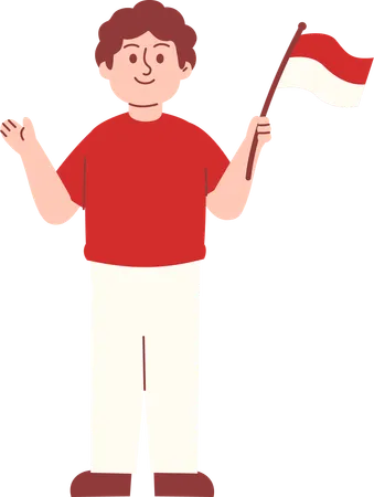 Man celebrate Indonesia independence day  Illustration