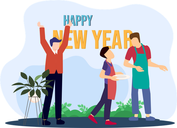 Man Celebrate New Year  Illustration