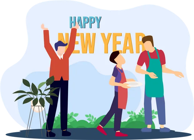 Man Celebrate New Year  Illustration