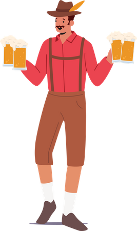 Man Celebrate Oktoberfest  Illustration