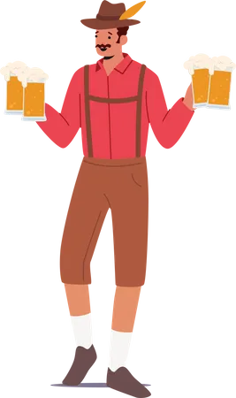 Man Celebrate Oktoberfest  Illustration