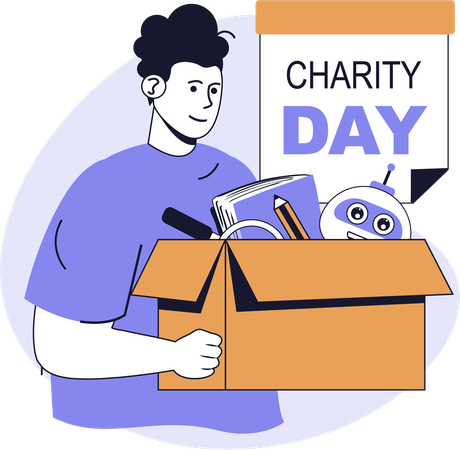 Man celebrates charity day  Illustration