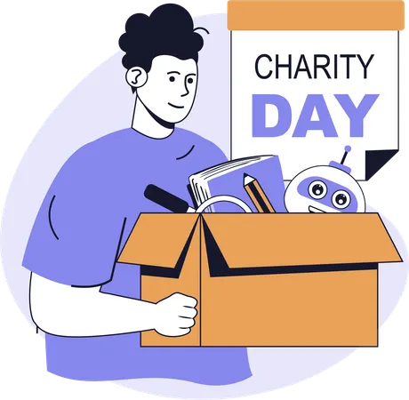 Man celebrates charity day  Illustration